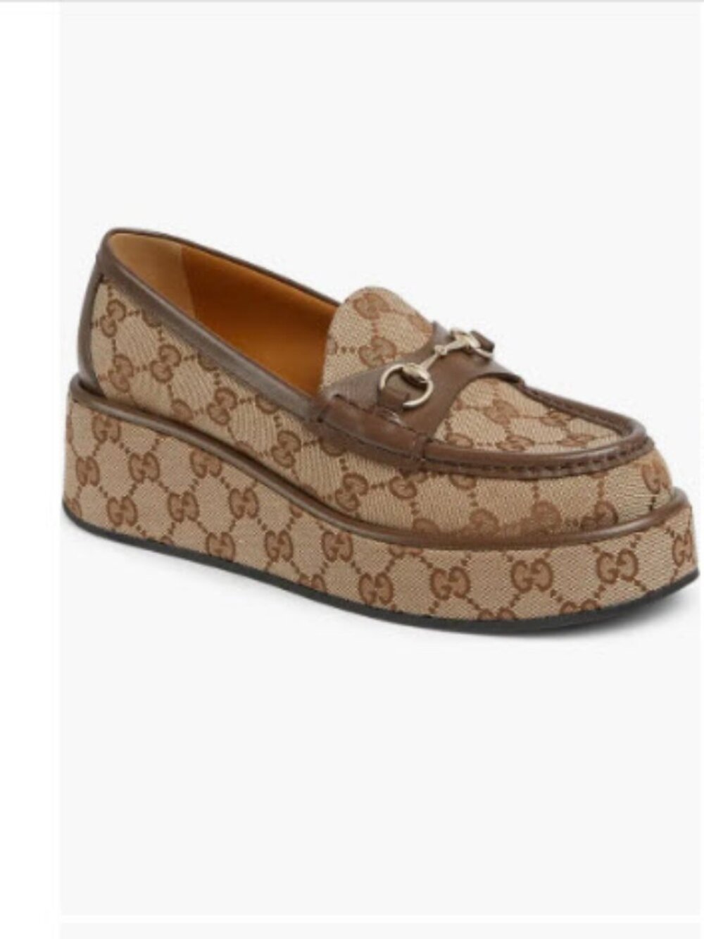 Gucci Ilde Brown Guccissima Canvas GG Supreme Horsebit Flatform Loafer 39 US/9 - Picture 1 of 16